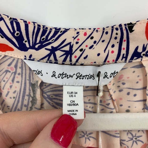 & Other Stories Palm Abstract Floral Print Mini Dress Sz 4 - Picture 7 of 14